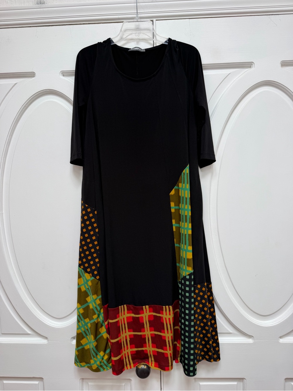 Alembika 4 Jersey stretch Black Patchwork Hem A-Line Dress